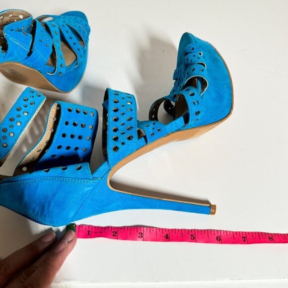 JustFab Traylene Blue Strappy High Heels Women's Size 9 - Picture 5 of 7